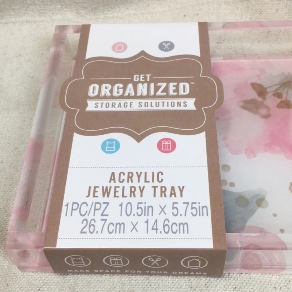 Acrylic Catch all Jewelry Tray Floral Design NEW